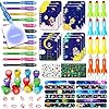 Latocos 72Pièces Fête Anniversaire Outer Espace Cadeau Garçon Stylo Espion Invisible Carnet Lumineux Tatouage Bracelets…