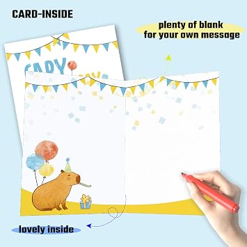 Funny Birthday Card - Cute Capy Birthday Card for Kids Friends - Capybara Birthday Cards&Gifts - Capybara Themed B-day Party Favor