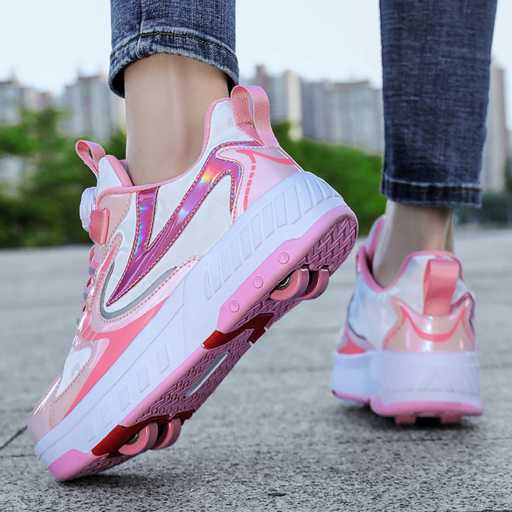 Dziewczęce buty na kółkach dla chłopców buty do deskorolki dla dzieci 2 w 1 wielofunkcyjne buty na rolkach buty na rolkach buty damskie, Rolka S37, 37 EU