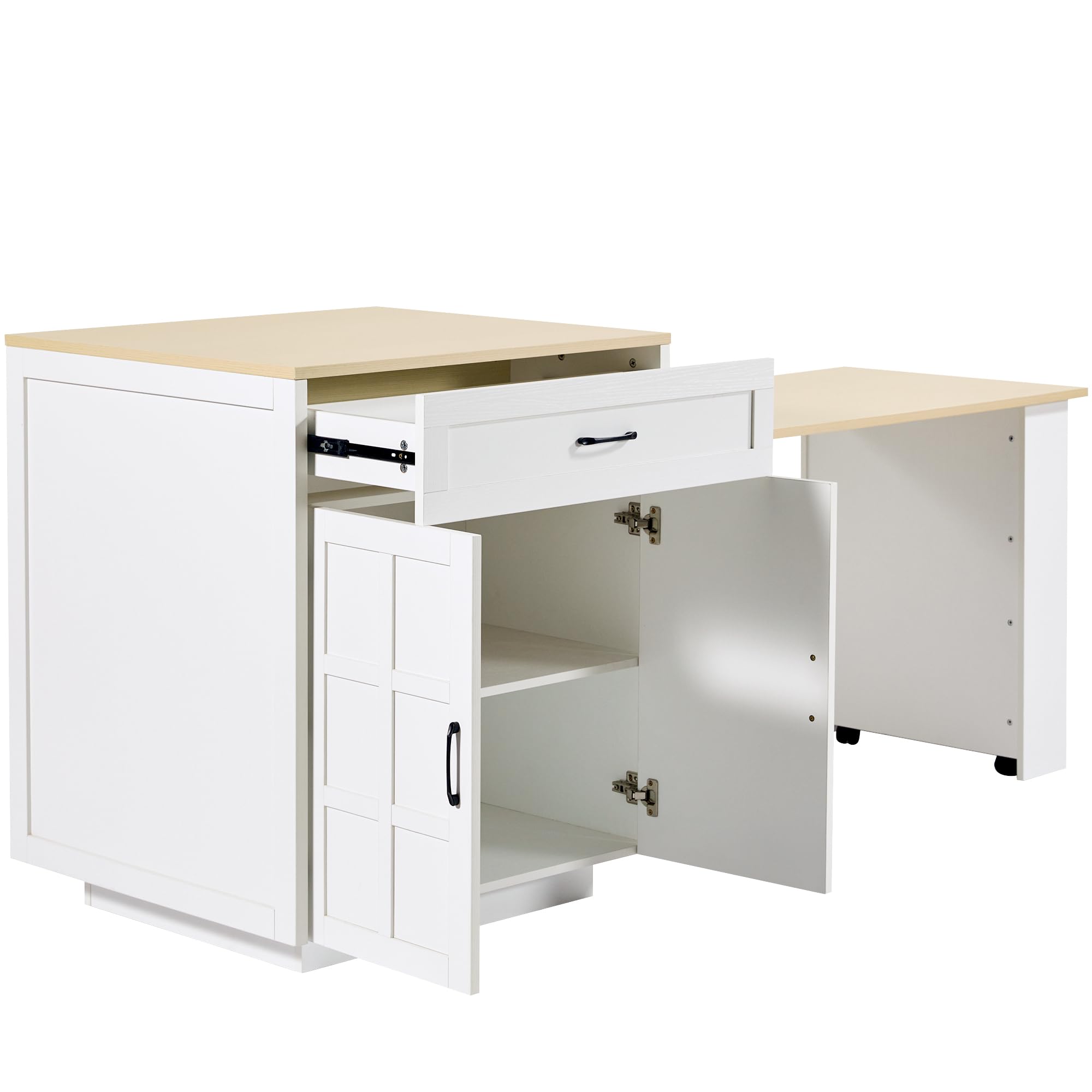 Tavolo da bar allungabile con spazio di archiviazione (133 – 202 × 70 × 93,5 cm), con due cassetti e quattro scomparti, tavolo da cucina espandibile, per 2 – 6 persone, carrello da pranzo con