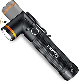 NICRON Flashlight, N72 800 Lumens Tactical Flashlight, 90 Degree Flashlight IPX4 Waterproof Led Flashlight 4 Modes- Best High Lumens are for Camping, Outdoor,Maintain (18650/AAA Not Included)