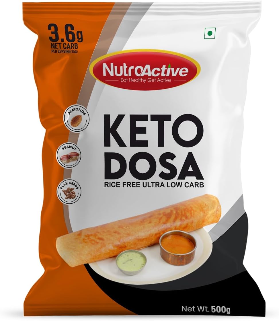 Nutroactive Ultra Low Carbs Easy To Make Dosa Soft And Tasty Keto Homemade Mix, Carb Per Dosa, Gluten Free 350 Gm