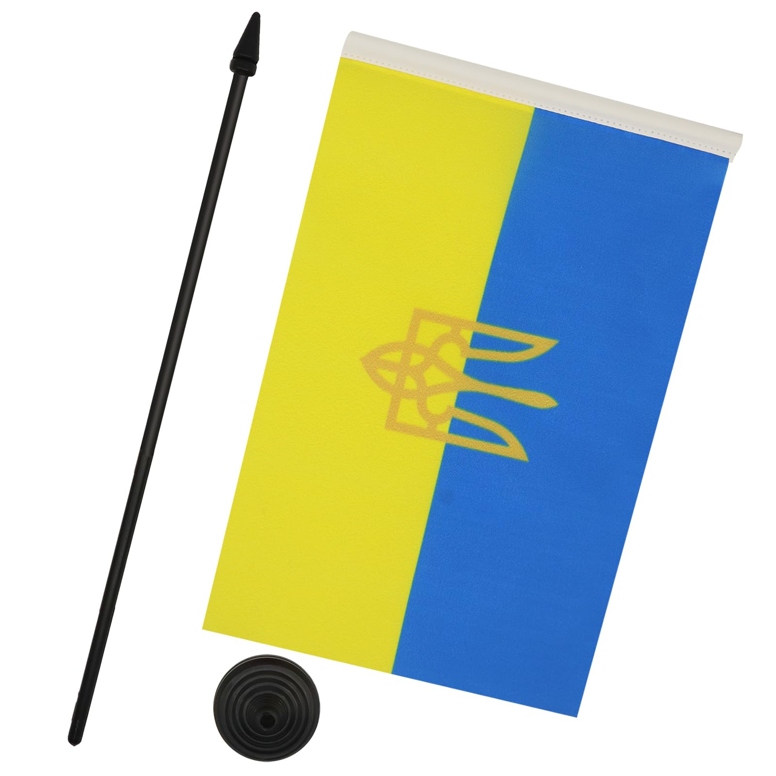 AZ FLAG Bandiera da Tavolo Ucraina con Stemma 21x14cm - Piccola Bandierina Ucraina con Blasone