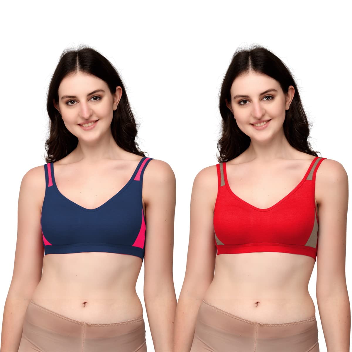 HIRAL ENTERPRISESport Bra for Every Day Comfort and Every Day for Gym Running Cycling and Many Other Sport Activity Wild Range and Colour Pack of 2