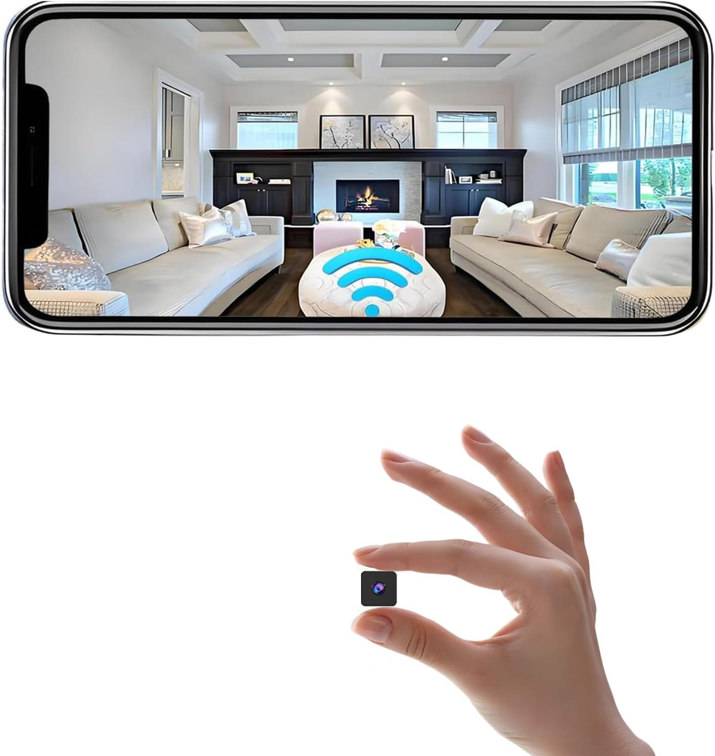 Mini Wireless Camera Home Security cámaras Indoor/Outdoor Cam 1080P HD Small Smart WiFi House Cameras Micro House Nanny Cams Battery-Powered with Motion Detection and Clear Night Vision Baby Monitor Black