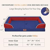 Vista 471 de Comfort Expression Cama ortopédica para perros extra grandes de 45 x 35 pulgadas, cama para mascotas XL de espuma tipo caja de huevos impermeable