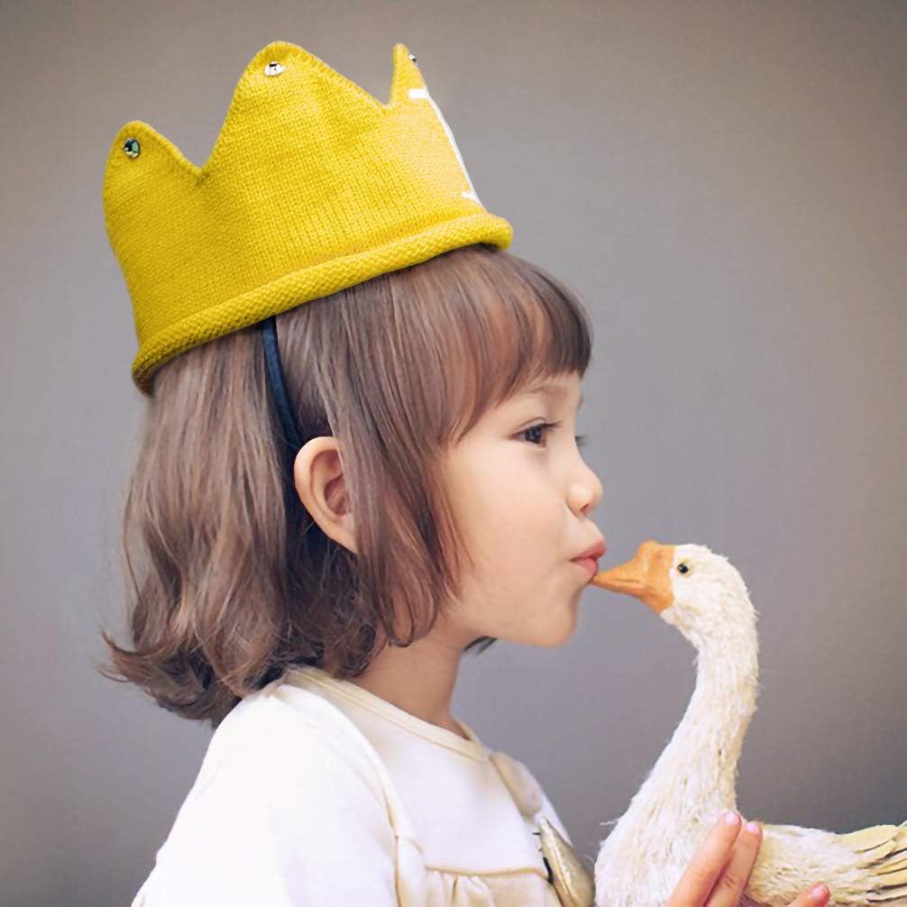 Lujuny Knit 1st Birthday Hat - Happy Baby Crown Headband Cap for Party Costume Photoshoot