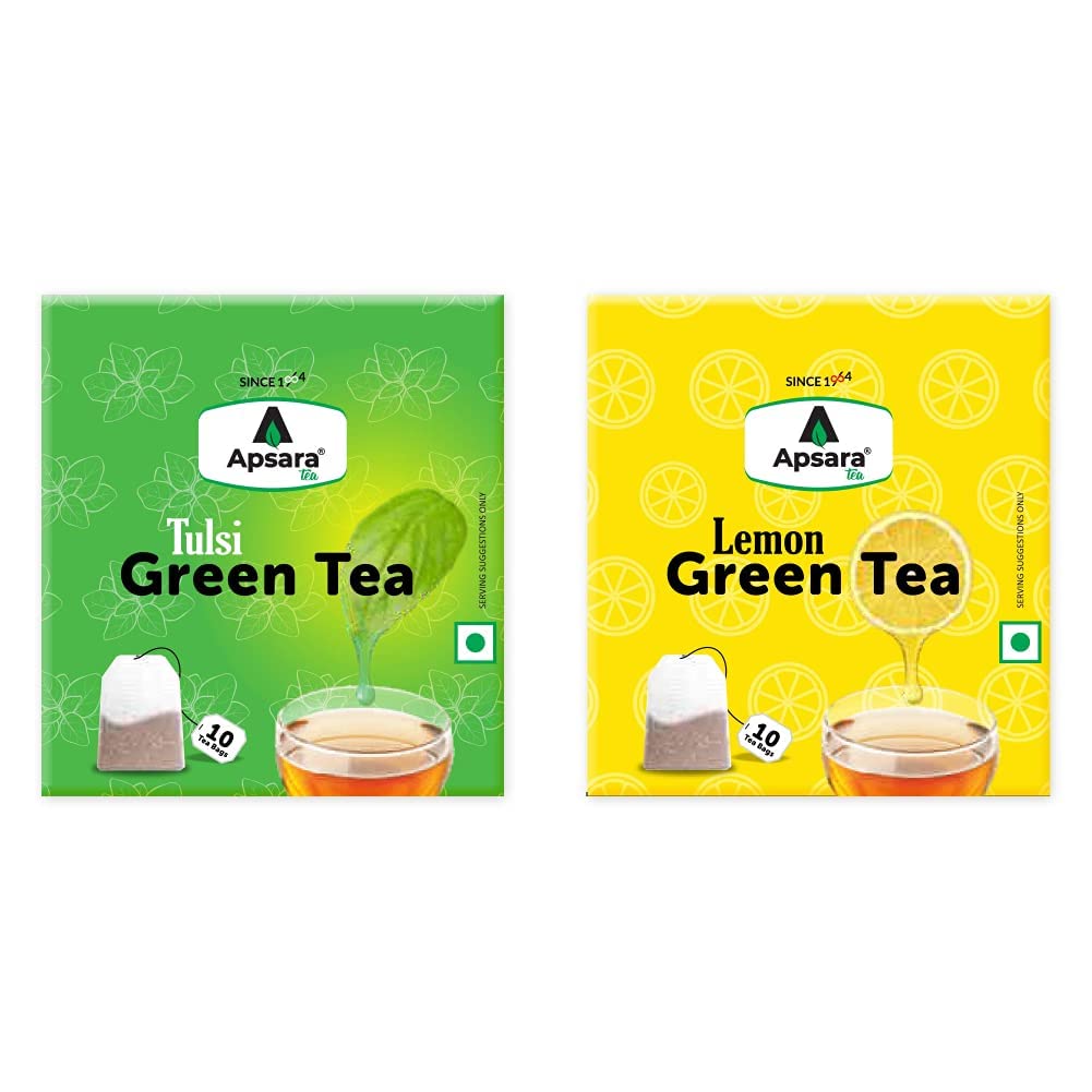 TULSI GREEN TEA (TULSI GREEN TEA 10 TEA BAGS) & Apsara Lemon Green Tea