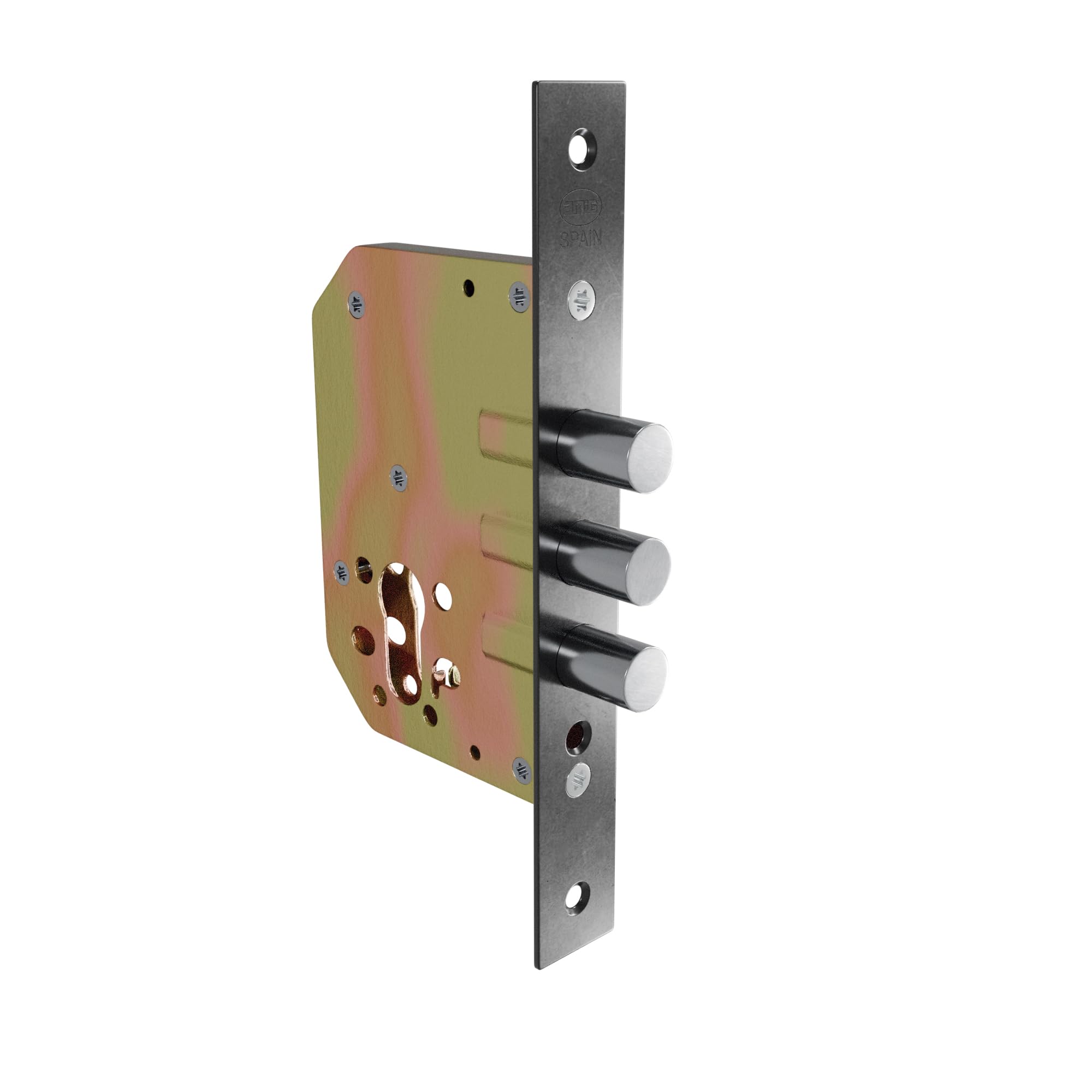 Amig Black/White - Auxiliary Mortise Lock For Wooden Doors | Displacement 20 Mm And Input: 50 Mm. | Without Handle | Steel | | Includes Screws
