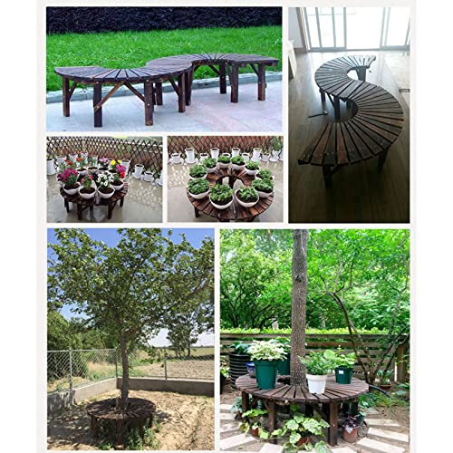 Banc de jardin bois dur demi-rond 120cm causeuse extérieur mobilier de patio