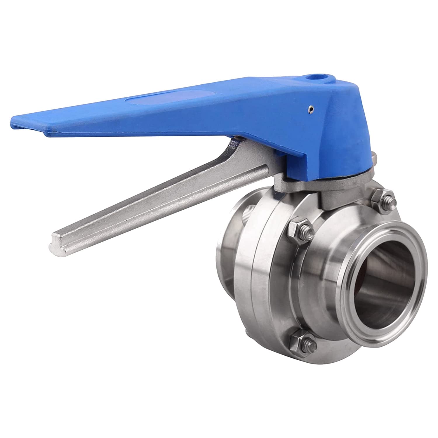 Osmond Vanne papillon avec gâchette bleue en acier inoxydable 304 Tri-Clamp (3,8 cm Tri Clamp Vanne papillon 3,8 cm)