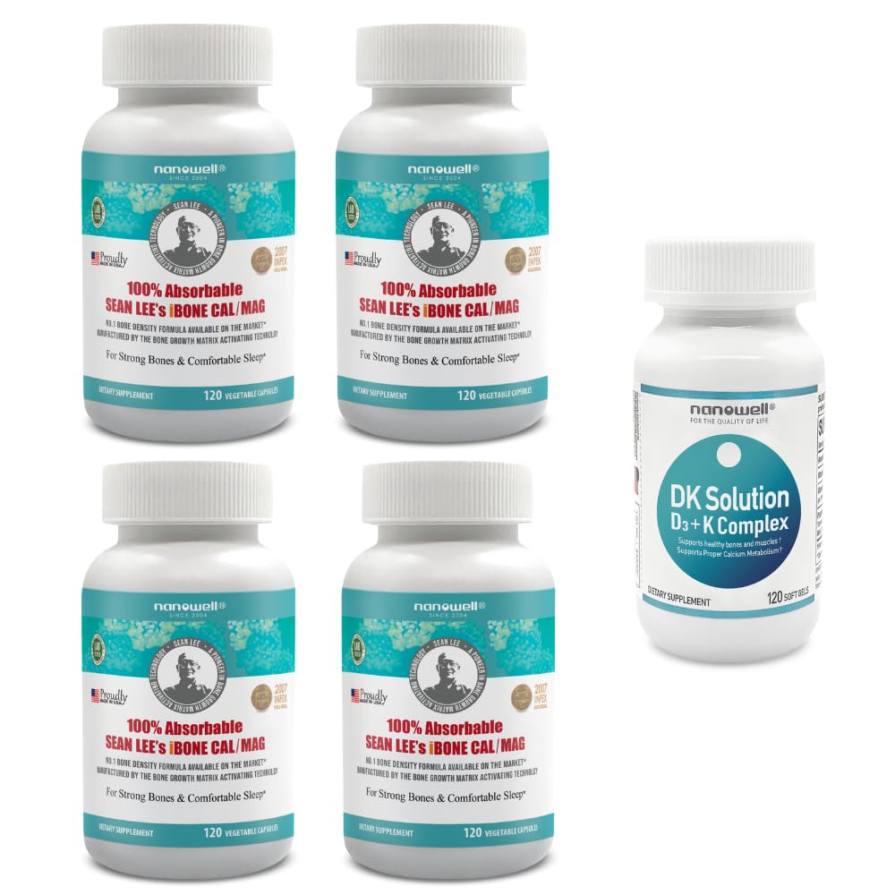 NANOWELL Sean Lees iBone Cal Mag 120 Vegetable Capsules X 4 Bottles 1 Bottle of DK Solution -