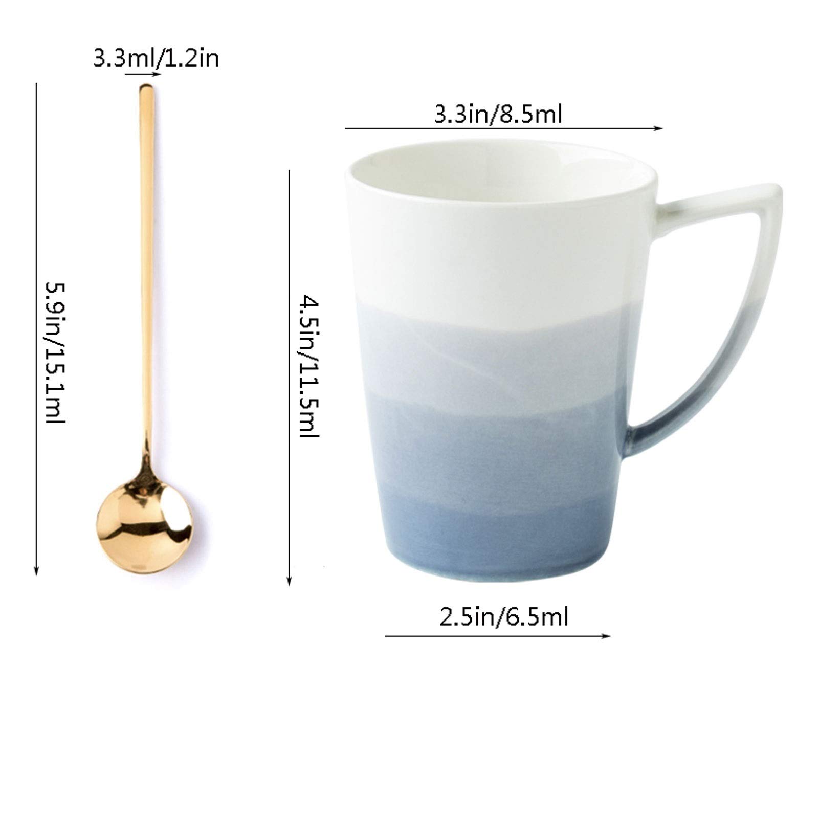 Taza de café, Taza de té, Taza de Color Degradado, Taza de café con Mango en Forma de Taza de Desayuno, Taza de Oficina en casa (A)