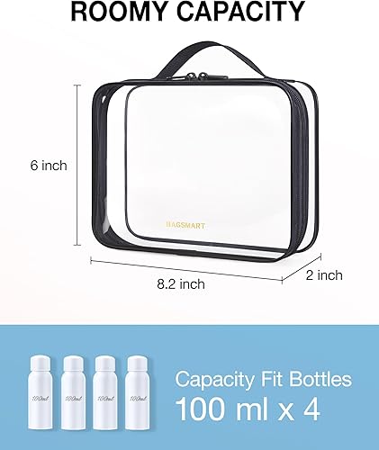 Miniatura 2 de BAGSMART - Bolsa de aseo aprobada por la TSA, organizador de cosméticos y maquillaje transparente, bolsa de viaje de tamaño de cuarto de galón para