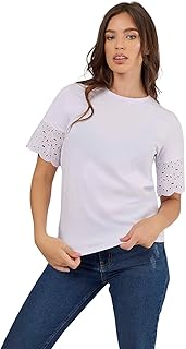 تيشرت فانسي بأكمام قصيرة بتصميم إنجليزي فاخر حديث للنساء من بريمودا، موديل PRWxx004638