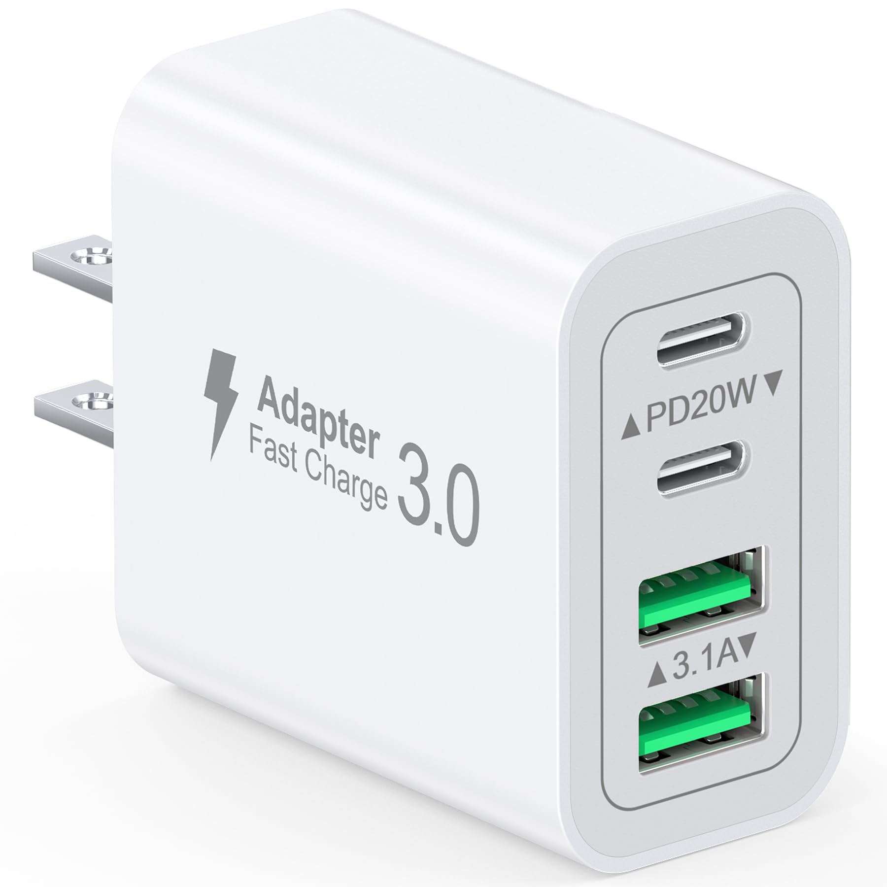 合計40W スマホ充電器 4ポート (USB-C×2/USB-A×2) タイプc 急速充電 ACアダプター 4台同時充電 USB C コンセント