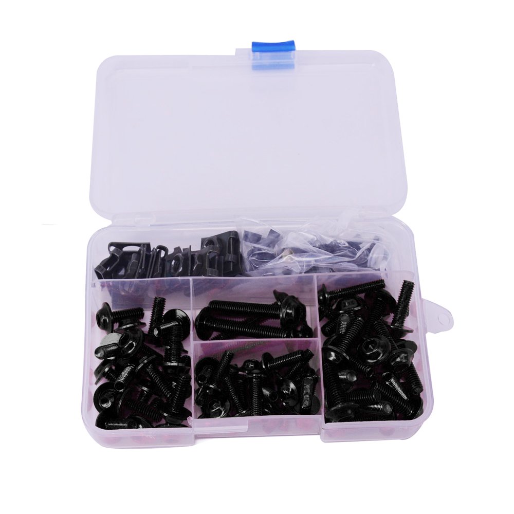 Kit completo di bulloni, viti, dadi e clip di fissaggio universali per carrozzeria per il parabrezza delle moto in alluminio billet lavorato a macchina a controllo numerico