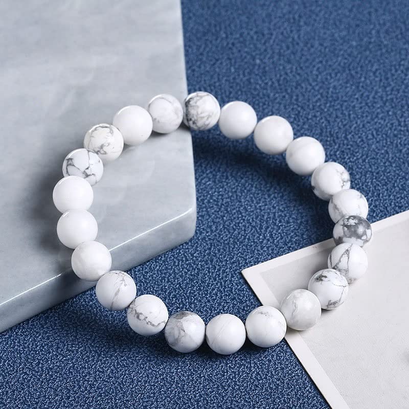 Pulsera de turquesa blanca natural de 12mm para mujer ajustable 2