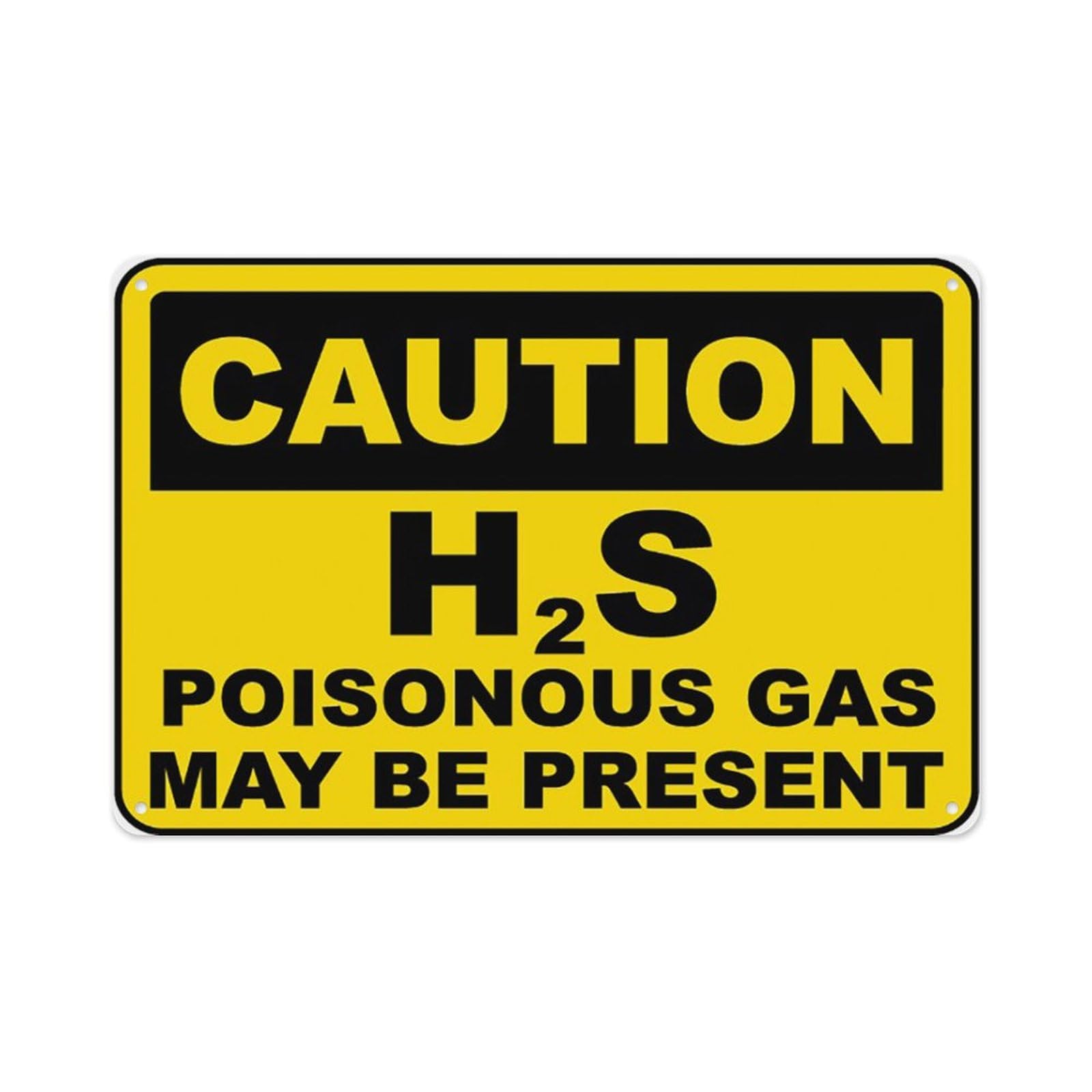 peiyeety H2S Poisonous Gas May Be Present Sign Aluminum Tin Warning Signs For Home Outdoor Garden 12X16 Inches