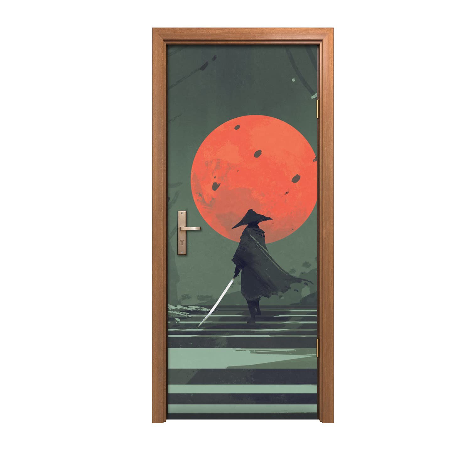 Autocollant de porte 90x200cm finition mate premium fantaisie asiatique