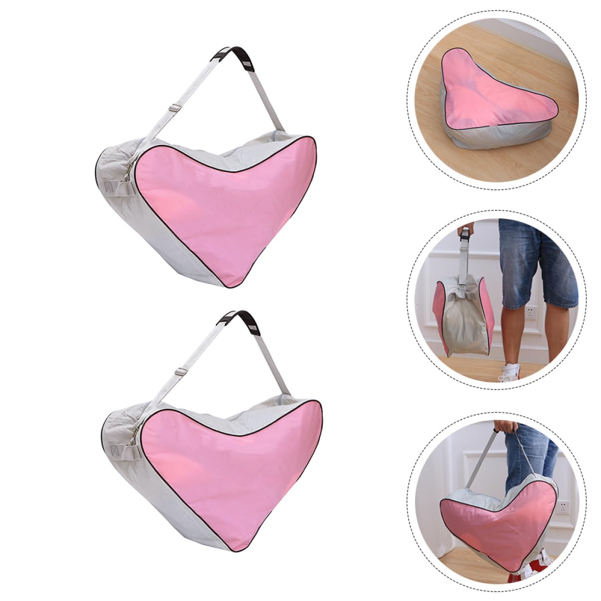 BESPORTBLE Borsa Pattini Ghiaccio a Tracolla Triangolare Rosa 2 Pezzi | Oxford Cloth, per Inline Skates Shoes e Ice Skates, Design Portatile Facile da Pulire
