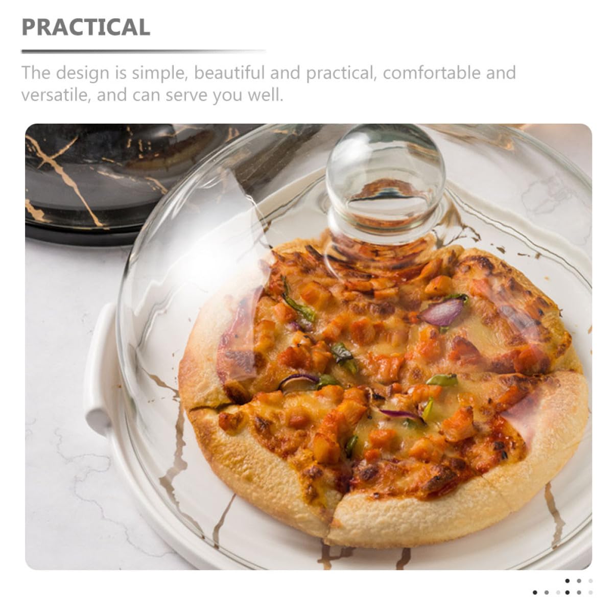 Ipetboom Alzata Dolci con Cupola in Ceramica Effetto Marmo Bianco | Ampia Capienza, per Negozi e Hotel, Conserva Caramelle e Frutta Secca, Mantiene Puliti i Dolci