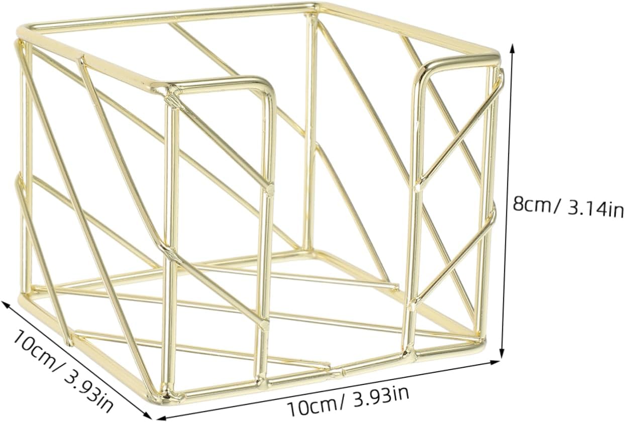 Gold Iron Note Holder with Hollowout Pattern for Office Desk image 2