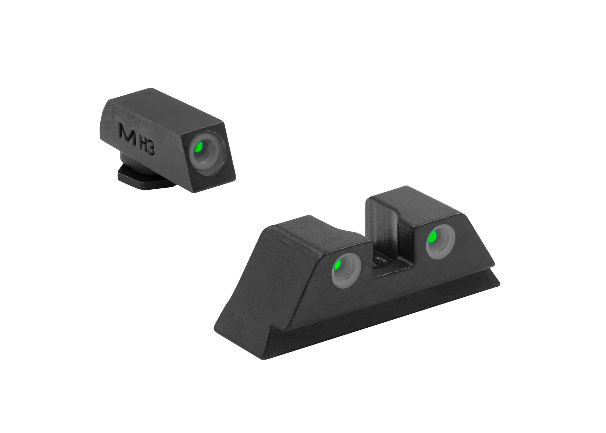 Meprolight Tru-Dot Night Sights Set Compatible With Glock 19 17 20-25 26 27 28-35 37 39 43 43x 42 48 - Self Luminous Fixed Tritium Sights, Green, Orange or Yellow Available on Rear Sight