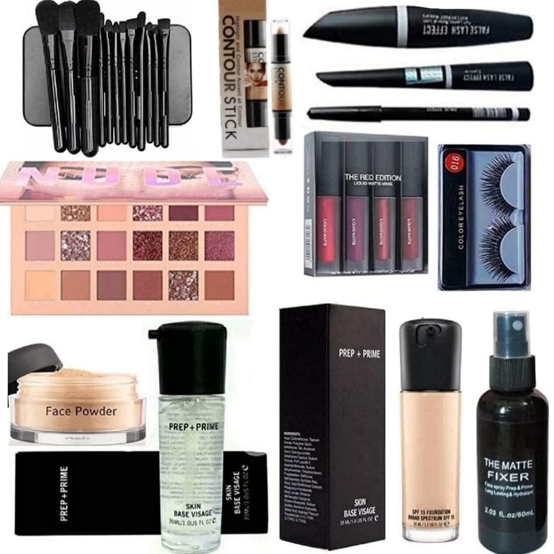 KAYI BEAUTY HD Waterproof Makeup Kit Combo For Women & Girls (Set of 11) Eyeshadow Pallet, Makeup Brush set of 12, Kajal, 3in1, Eyelashes, Red edition, Foundation, Primer, Loose Powder, Makeup Fixer-picture-42