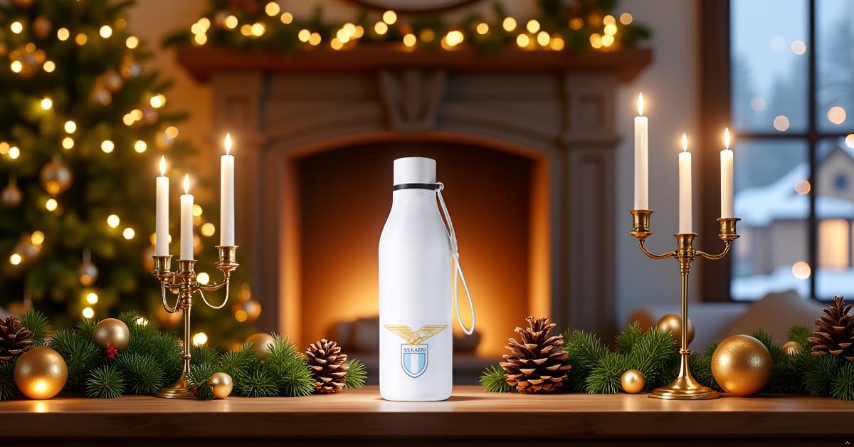 Only4fan S.r.l. Ss Lazio Trinkflasche/Thermosflasche mit Zugband, offizielles Produkt, Unisex, Erwachsene, weiß, einzigartig