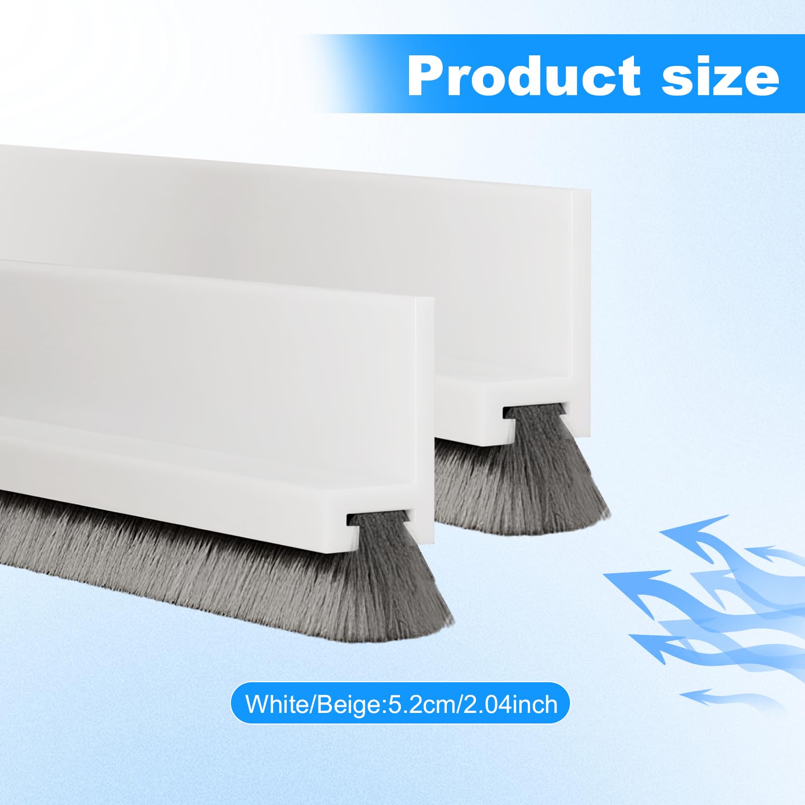 2 Pieces 100×5.5 cm Floor Seal with Brush, Wind and Dust Protection, Door Brush Cover Strips - Image 2