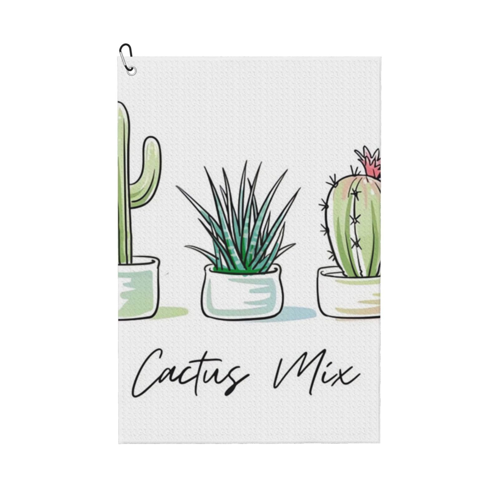 Hnnkloy Cute Cactus Succulent Cacti, 16x24 in Portable Waffle Golf Towels with Carabiner Clip for Golf Bag