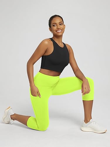 Miniatura 659 de ODODOS - Leggings tipo capri de mujer, no se traslucen y modelan el abdomen, con cintura alta y bolsillos; para hacer yoga, atletismo, ejercicio