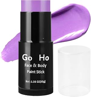 Go Ho Cream-Blendable Light Purple Face Paint Stick (1.06 Oz),Full-coverage Pastel Purple Face Body Paint Stick for Adults Children Halloween Cosplay SFX Ursula Makeup,Waterproof Paint Stick