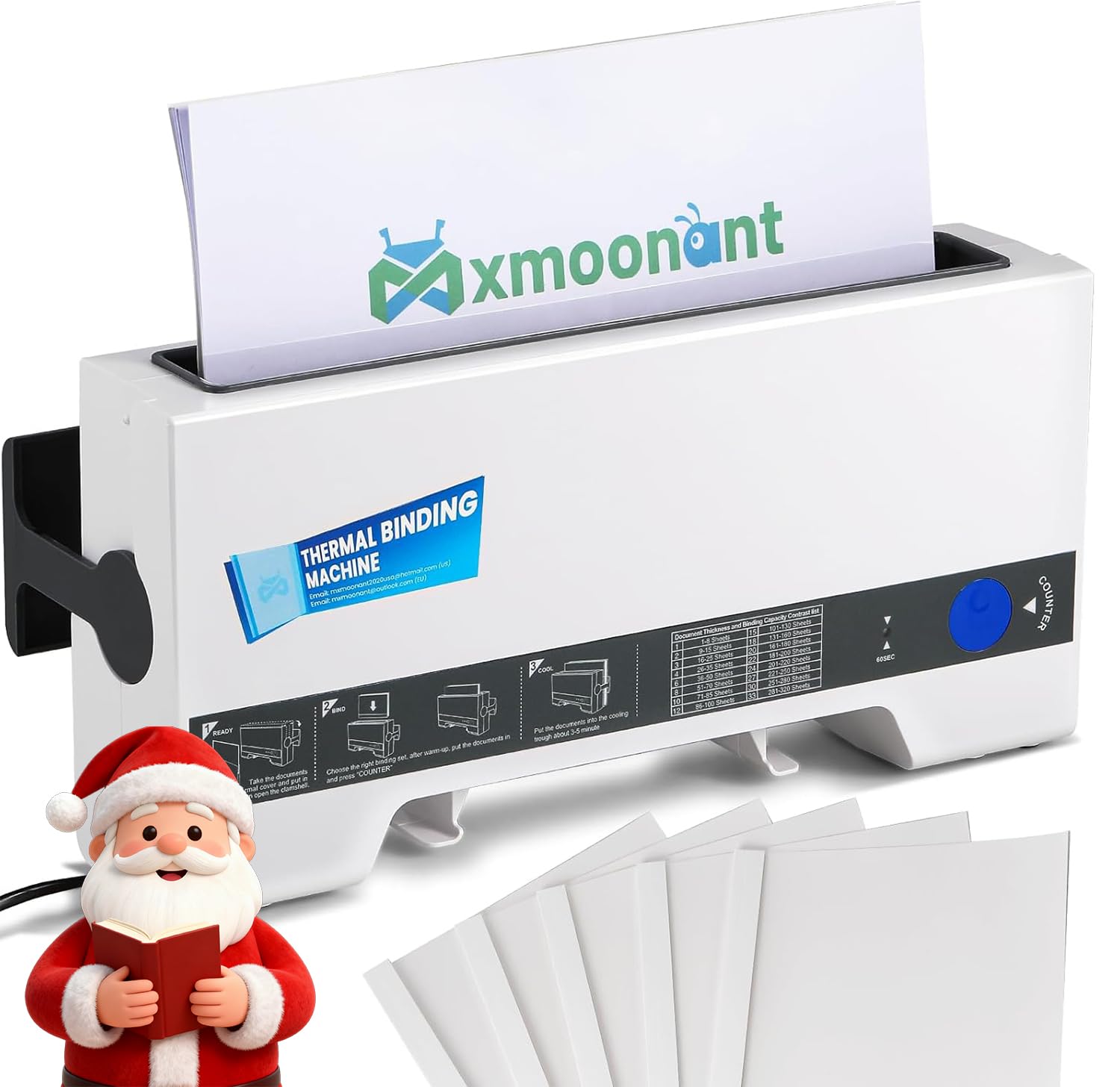 Mxmoonant TH-36 Thermobindemaschine, max. 200 feuilles, A5/A4, 5 couvertures thermocollantes