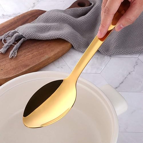 Miniatura 4 de Cucharas de servir de acero inoxidable: juego de 6 cubiertos de mango largo, cucharadas grandes de metal para servir cocina buffet banquete de 13