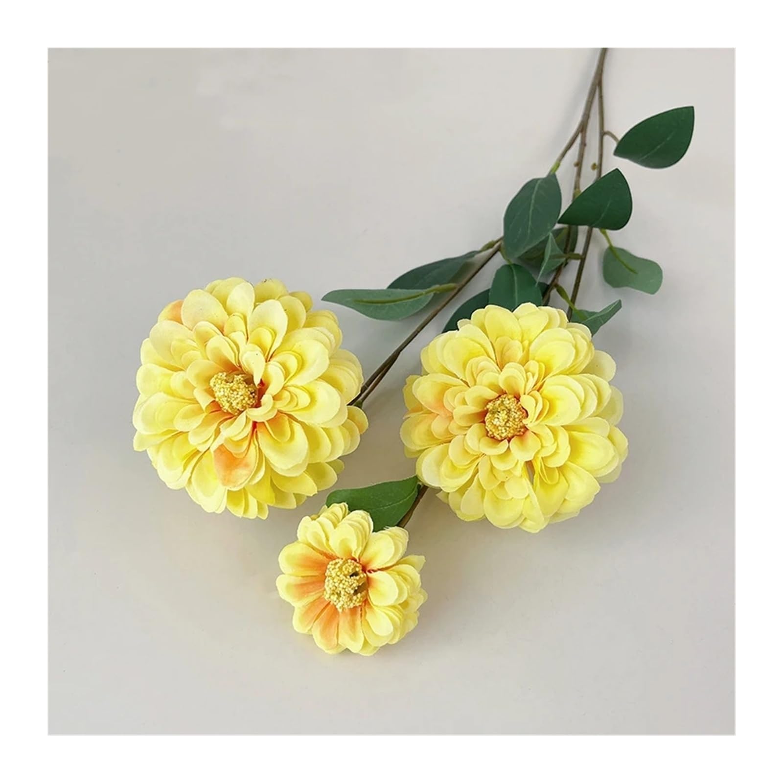 LXLAEOANG Artificial Flower Branches 3 Heads Artificial Marigold Chrysanthemum Silk Peony Flower Branch(Yellow)