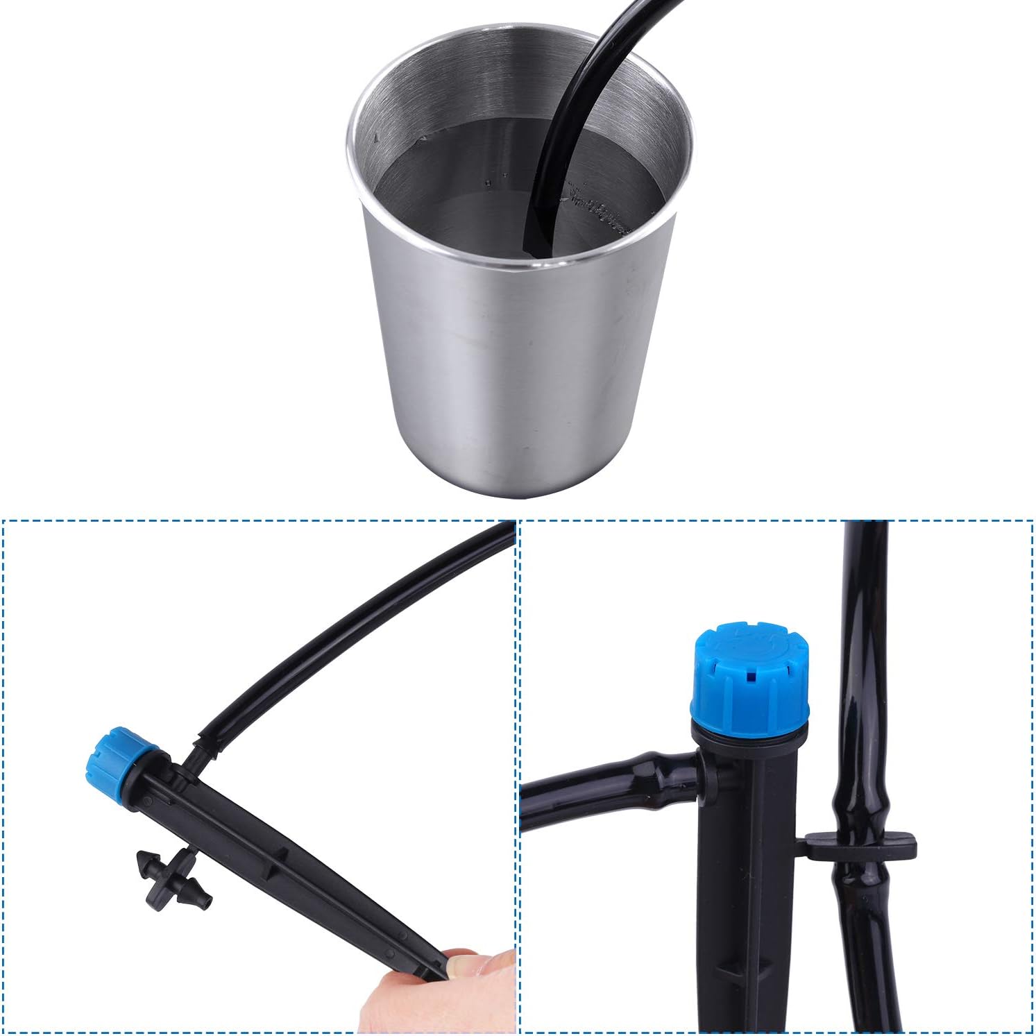 URATOT 60 Pieces Adjustable Irrigation Drippers Connector for 4/7 MM Tube 360 Degree Water Flow Stakes Emitter Drip Irrigation System : Patio, Lawn & Garden