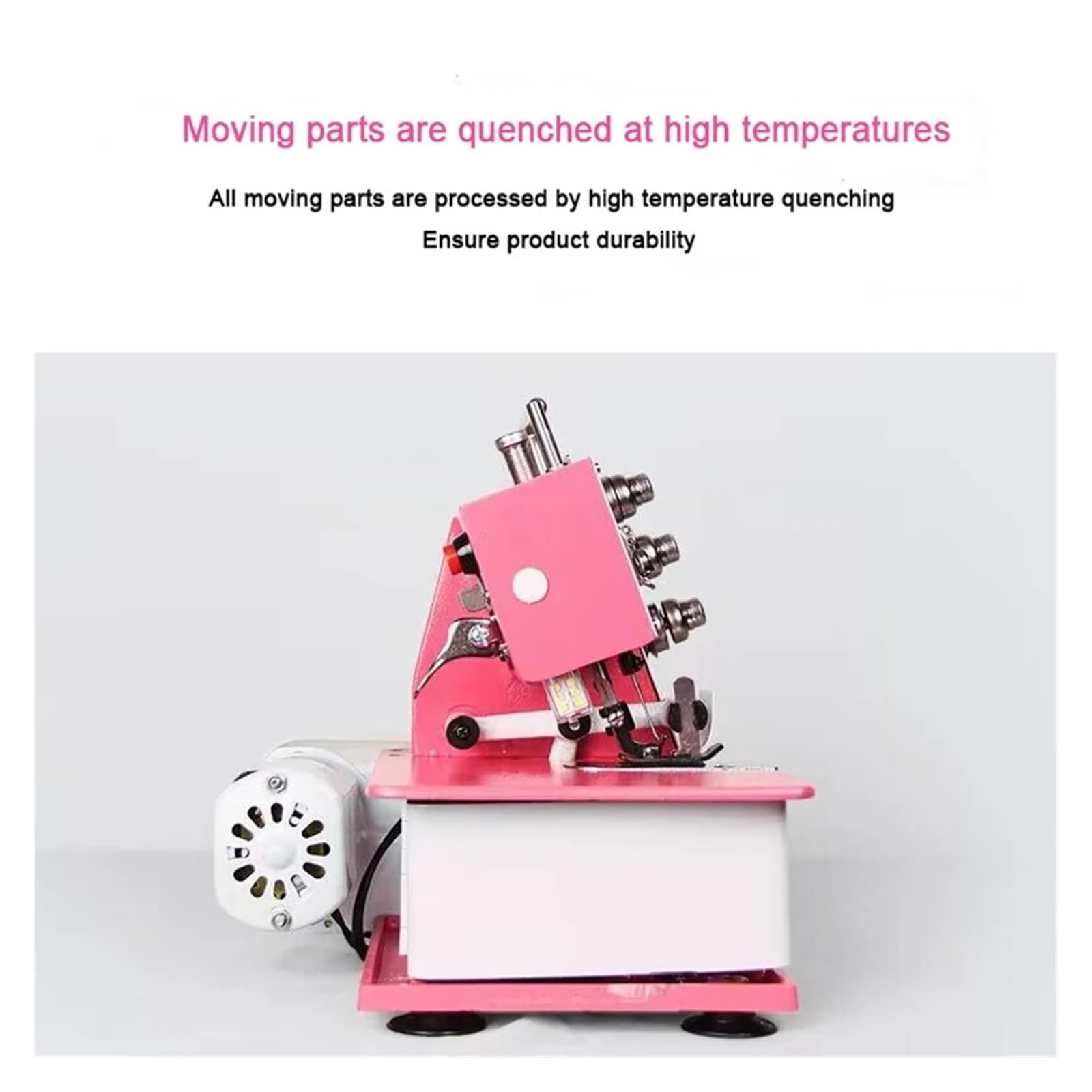 Máquina de Coser doméstica eléctrica de sobremesa overlock pequeña de Cuatro líneas para Ribeteado de Bordes, Potente, silenciosa y Estable.,Pink Fourth Line