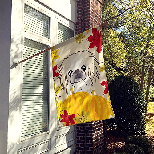 Drapeau de maison Pékinois Thanksgiving multicolore en toile