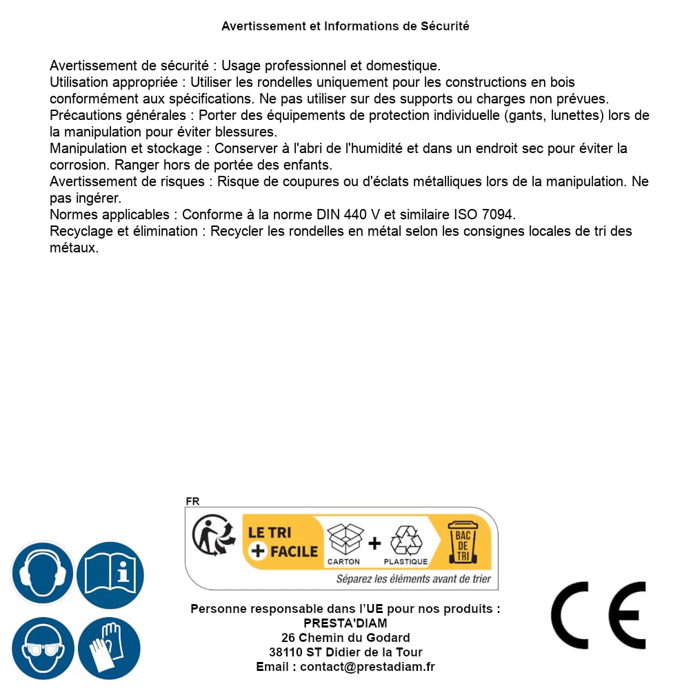 D-Work - Arandelas para construcciones de madera, forma V, 8 mm, DIN 440 V, ISO 7094, acero inoxidable, A2, 100 unidades