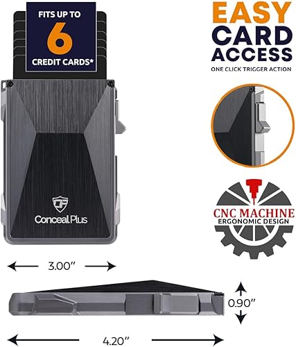 Miniatura 2 de Conceal Plus - Cartera Card Blocr para tarjetas de crédito, bloqueo RFID, delgada, minimalista, tarjetero (gris, poliuretano, camuflaje y metal