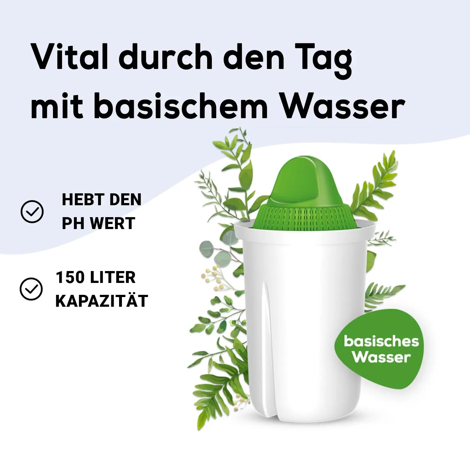 Wasserfilter Fashion (anthrazit) +6 Filterkartuschen Alkaline | 3,3 l ges., 1,6 l gefiltert, Einfüllverschluss, BPA-frei, für classic Kartuschen, hebt den pH-Wert an, für basisches Wasser