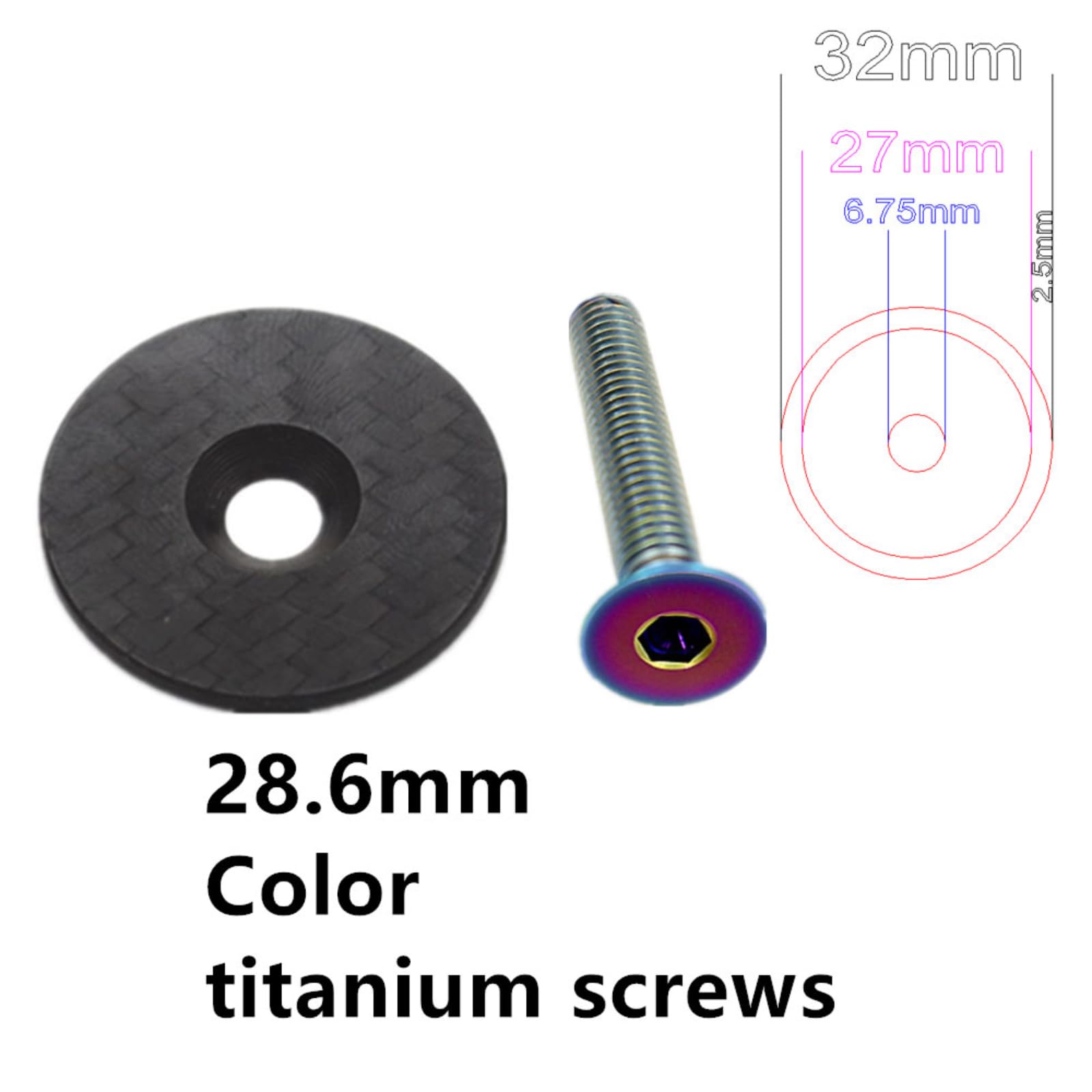 Amazon | Joxvizx 自転車ステムトップキャップ ネジ付き 31.8/28.6mm 1