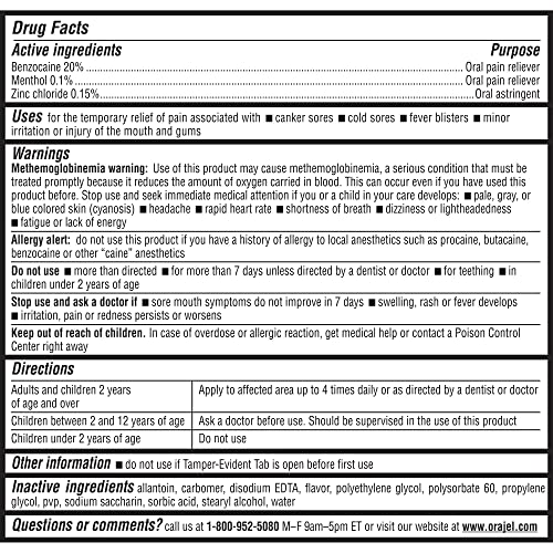 Orajel 310310318055 3X For Mouth Sores: Maximum Strength Gel Tube 0.42Oz- From #1 Oral Pain Relief Brand thumb #6