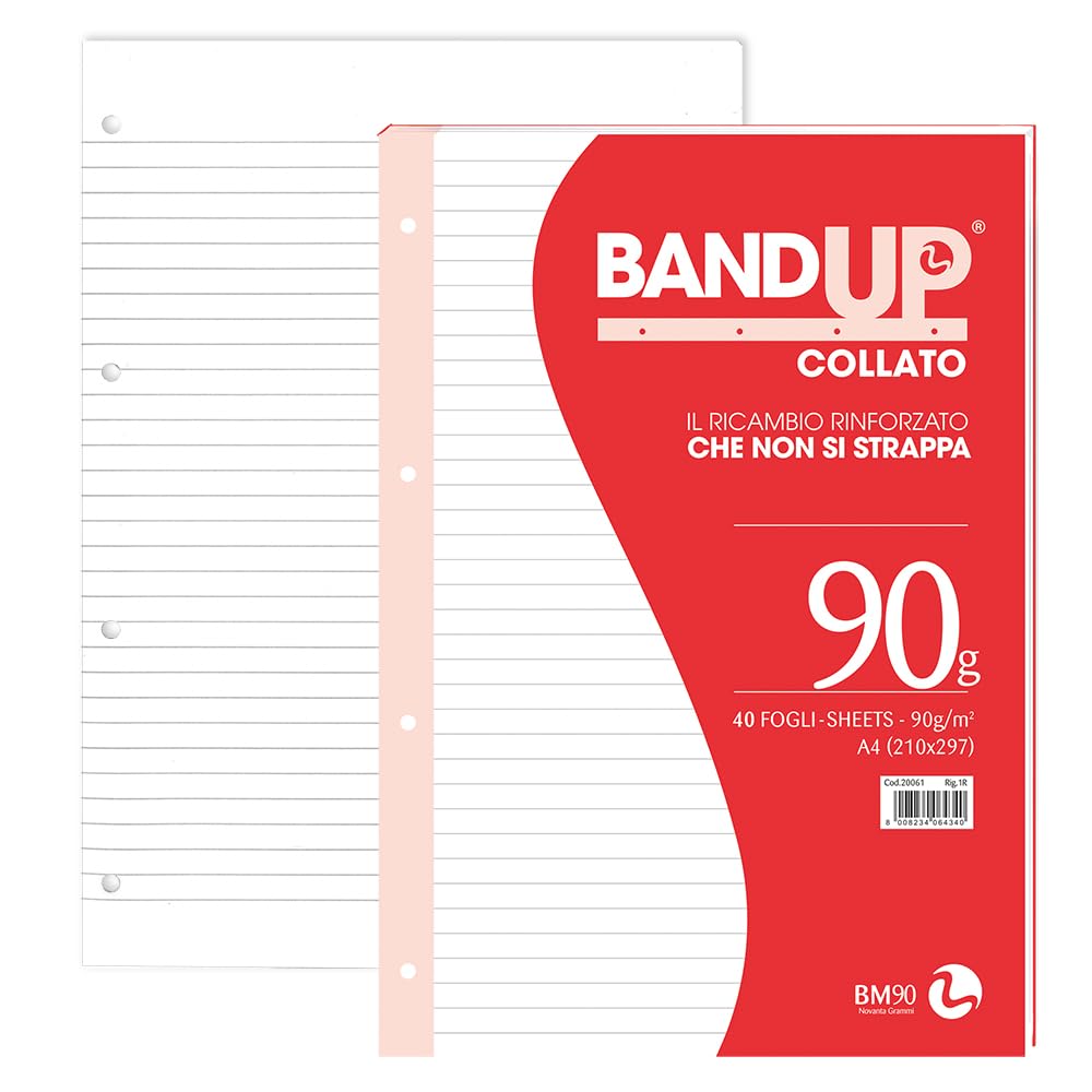 BM BeMore Collated Block L/L Reinforced with Holes 0106434, Collated Block A4 Size 1R, Ruled Without Margins, 40 Sheets, Pack of 10
