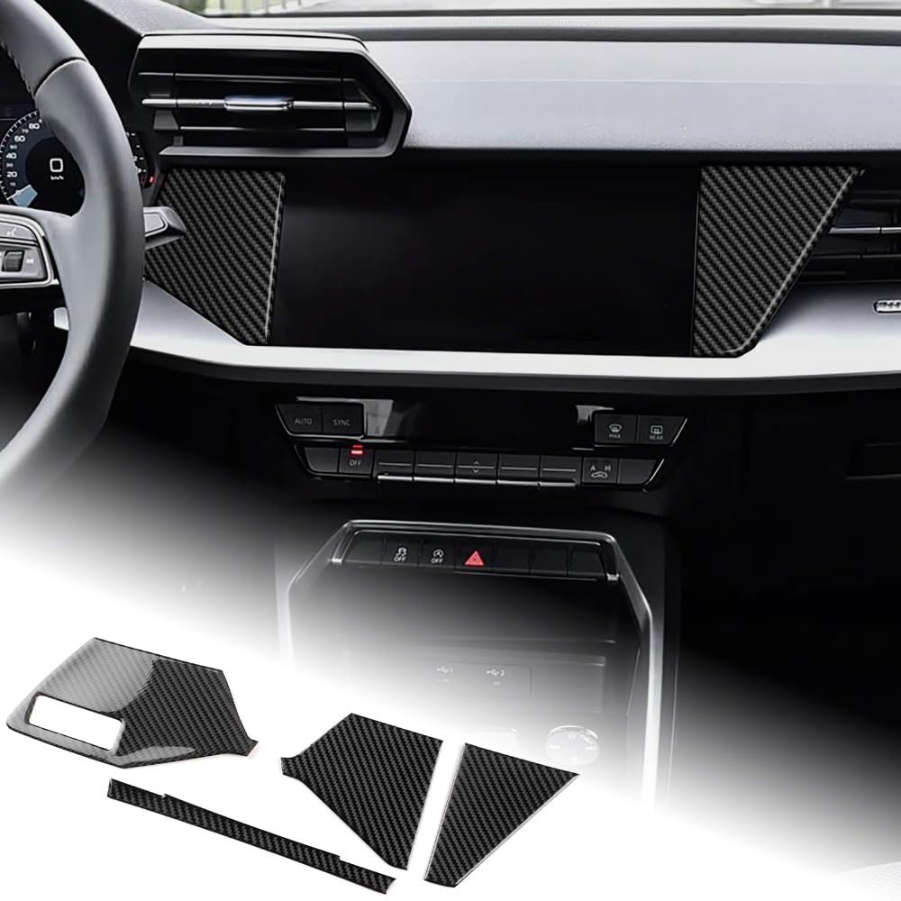 GIOPSQ Fit for Audi A3 S3 8Y 2020-2025 Carbon Fiber Center Console Dashboard Decorative Stickers, Interior Accessories, 4PCS/Black/A
