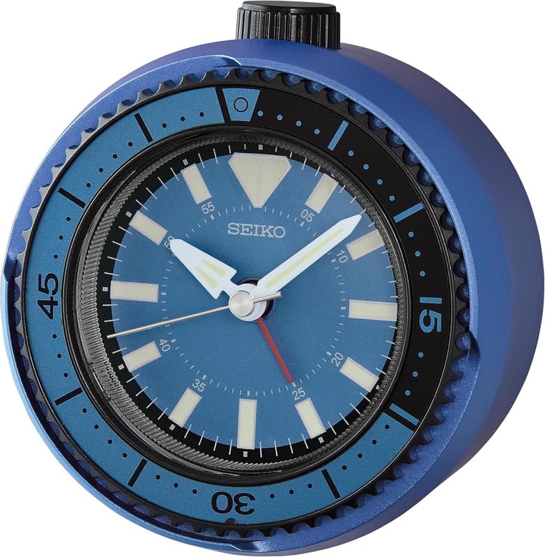 Image of Seiko Elegant Table Top Round Blue Dial Plastic Analog Beep Alarm Clock with Sweep Movement (Size: 10.4 x 5.5 x 9.7 CM | Weight: 130 grm | Color: Blue)