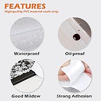 Vista 6 de UIOCSSC Tira de cinta de calafateo, 1.5 pulgadas x 10.5 pies, tira selladora autoadhesiva para baño y cocina, cinta de sellado impermeable de PVC