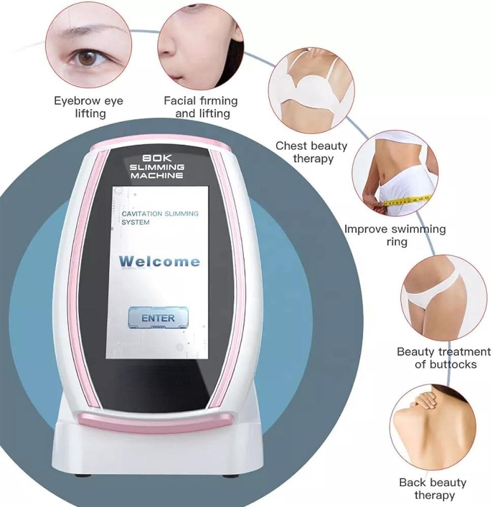 Apparecchio di bellezza, dispositivo dimagrante a ultrasuoni con cavitazione 80k, dispositivo dimagrante a radiofrequenza 6 in 1, dispositivo di bellezza antirughe, massaggio e rassodamento della